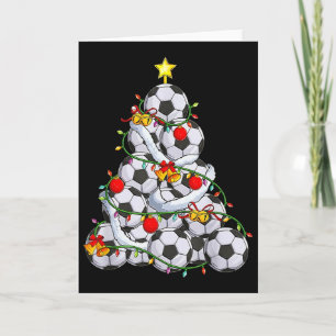 Cartão Árvore de Natal de Futebol Gorro de Papai Noel Nat