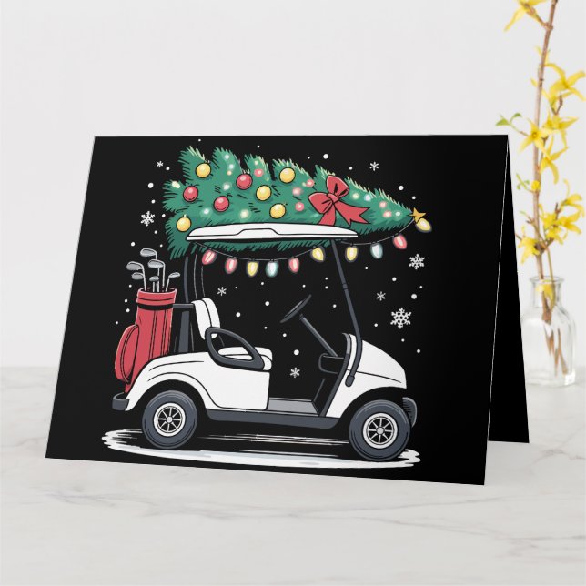 Cartão Árvore de Natal de Golf Carrinho Luz de Natal Xmas (Flor Amarela)