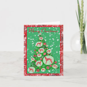 Cartão Árvore de Natal de Greyhound Dog Cute Silhout