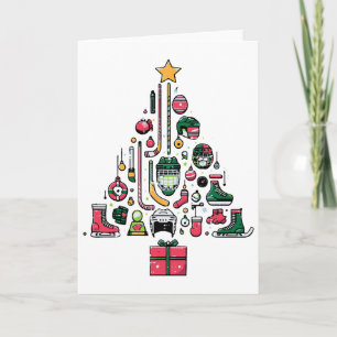 Cartão Árvore de Natal de Hóquei no Gelo Xmas Esportes Me