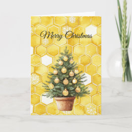 Cartão Árvore de Natal de Mel Dourado Amarelo