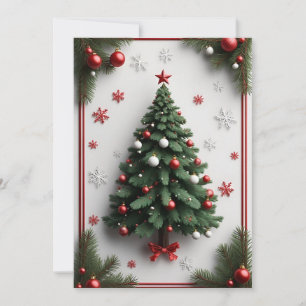 Cartão Árvore de Natal Decorada Festivamente