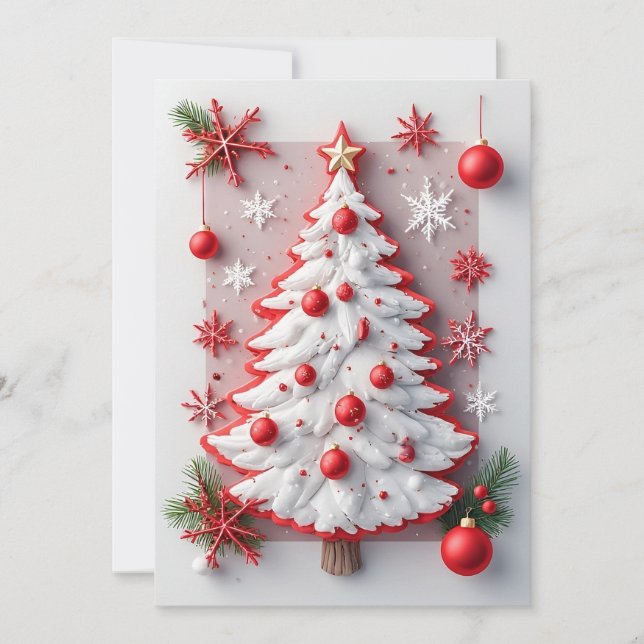 Cartão Árvore de Natal Decorada Festivamente (Frente)