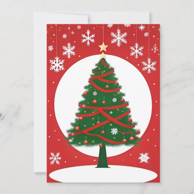 Cartão Árvore de Natal Decorada Festivamente (Frente)