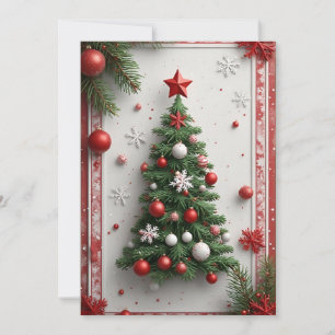 Cartão Árvore de Natal Decorada Festivamente