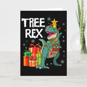 Cartão Árvore de Natal Dinossauro Pijama Rex Réptil Homen