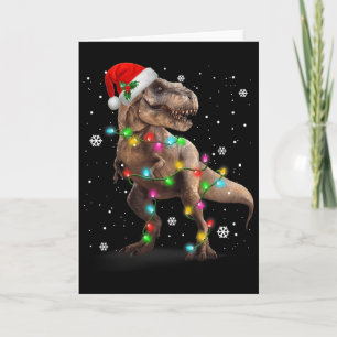 Cartão Árvore de Natal Dinossauro T-rex Xmas Pet Dino Tre