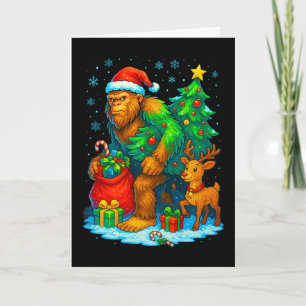 Cartão Árvore de Natal do Papai Noel Pé Grande Renas Engr