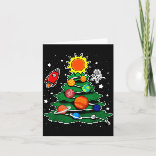 Cartão Árvore de Natal do Sistema Solar Astronauta Espaço