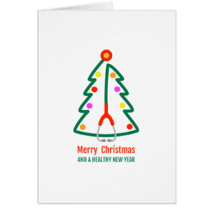 Cartão Árvore de Natal do Stethoscope