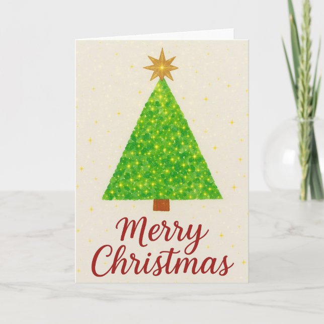 Cartão Árvore de Natal em Aquarela (Frente)