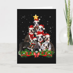 Cartão Árvore de Natal Engraçado de Boston Terrier Dog