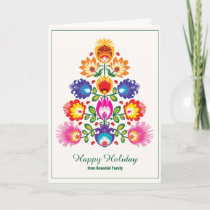 Cartão 🎄 árvore de Natal - estilo folclore