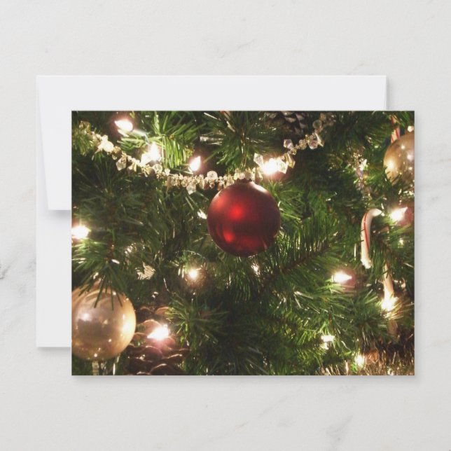 Cartão Árvore de Natal I Feriado Verde Bonito e Vermelho (Frente)