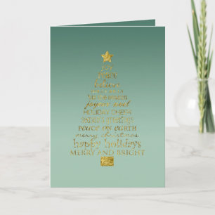 Cartão Árvore de Natal Inspiradora Pine Green Gold