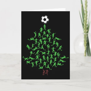 Cartão Árvore de Natal Jogador de Futebol Xmas, Natal de