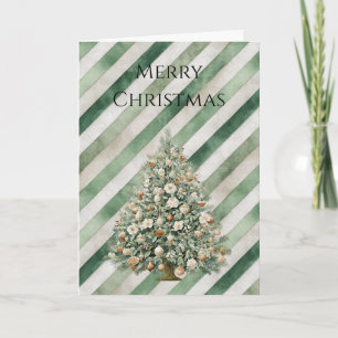 Cartão Árvore de Natal Listras Creme Verde