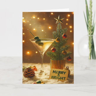 Cartão Árvore de Natal Mid Century Merry & Bright Martini