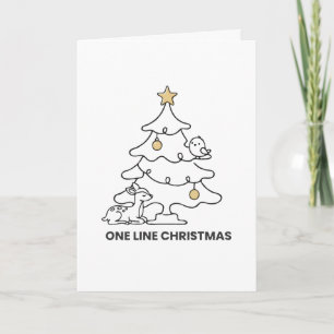Cartão Árvore de Natal Minimalista de Uma Linha