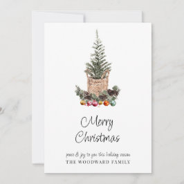 Cartão Árvore de Natal Minimalista Moderna em Aquarela