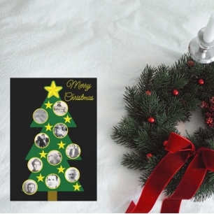 Cartão Árvore de Natal moderna com Ornamentos de Fotos Pr