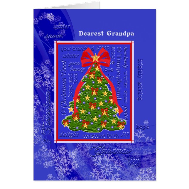 Cartão Árvore de Natal O Tannenbaum Snowflakes para o vov (Frente)