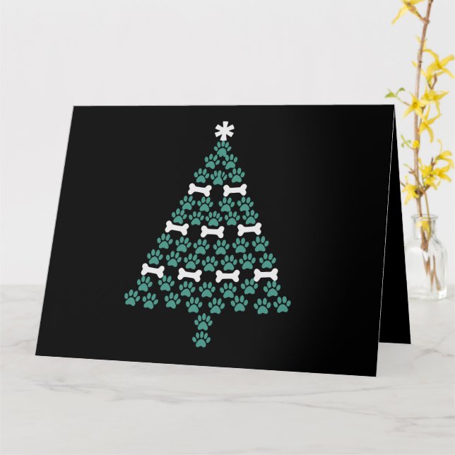 Cartão Árvore de Natal Pata de Cachorro Presente de Natal (Flor Amarela)