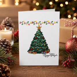 Cartão Árvore de Natal Personalizada Feliz Férias