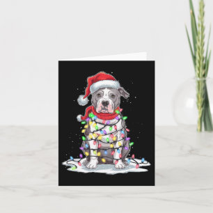Cartão Árvore de Natal Pitbull Santa Hat Luz Xmas Cão L