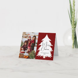 Cartão Árvore de Natal simples família foto de Natal