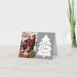Cartão Árvore de Natal simples família foto de Natal
