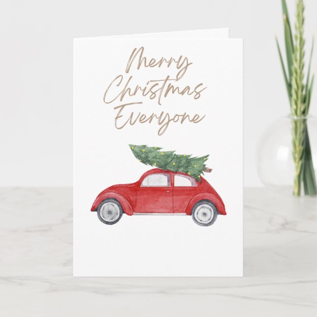 Cartão Árvore de Natal simples no telhado do carro (Frente)