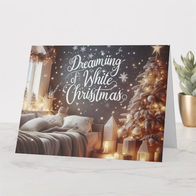 Cartão Árvore de Natal Tradicional com Flocos de Neve (Planta pequena)