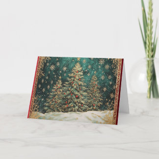 Cartão Árvore de Natal Turquesa Green Gold