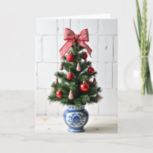 Cartão Árvore de Natal Vermelha Festiva