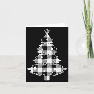 Cartão Árvore de Natal Xadrez Búfalo Preto e Branco Mer