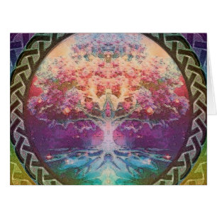 Cartão Árvore de tranquilidade da vida em cores arco-íris