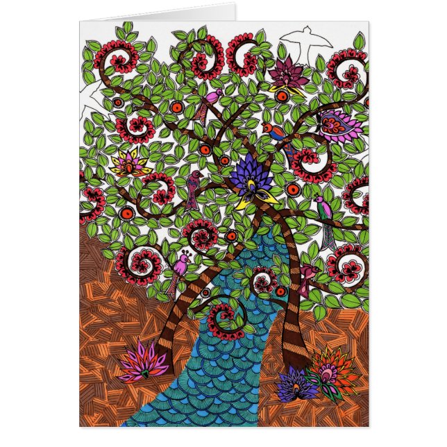 Cartão Árvore de vida na cor (Frente)