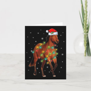 Cartão Árvore do Cavalo do Pai Natal Bonito Luzes de Árvo