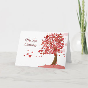 Cartão Árvore do Coração de Amor Dia dos Namorados Aniver