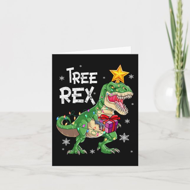 Cartão Árvore do Dinossauro de Natal Rex Pajamas Homens M (Frente)