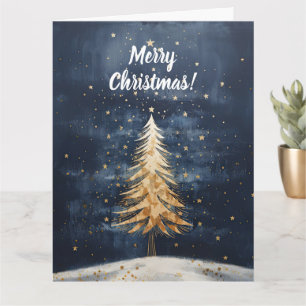 Cartão Árvore Dourada Feliz Natal