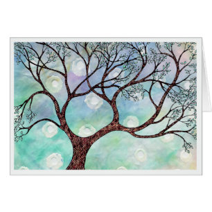 Cartão Árvore em Vellum com Fundo de Aquarela