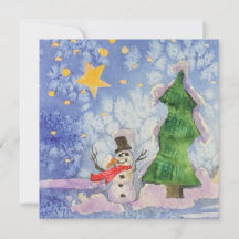 Árvore Feliz De Natal E Aquarela De Neve Congelada