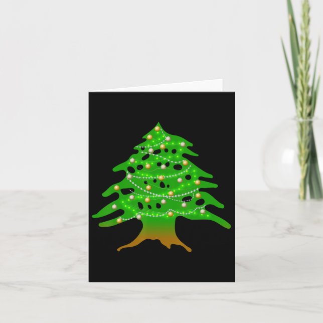 Cartão Árvore Libanesa Natal Bandeira do Líbano Ced (Frente)