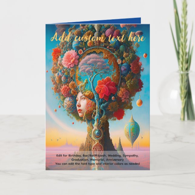 Cartão Árvore Mística Sagrada da Vida Sonhador Espiritual (Frente)