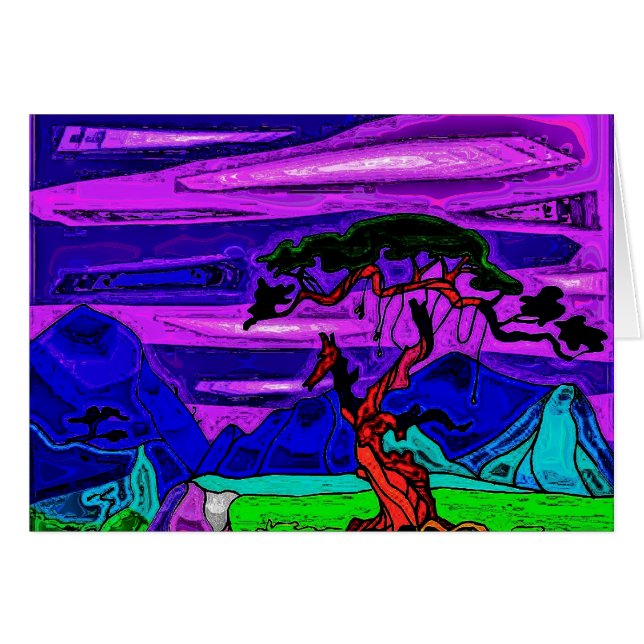 Cartão Árvore & montanhas 2 (Frente Horizontal)