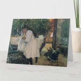 Cartão Árvore Natal Feriado Rapariga e Arte de Vintage Be