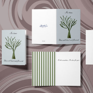 Cartão Árvore nua desenhada à mão verde com sentimento
