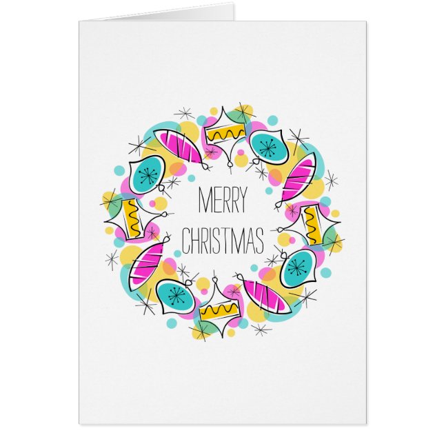 Cartão Árvore Retro Balbles Circular Texto de dentro de N (Frente)